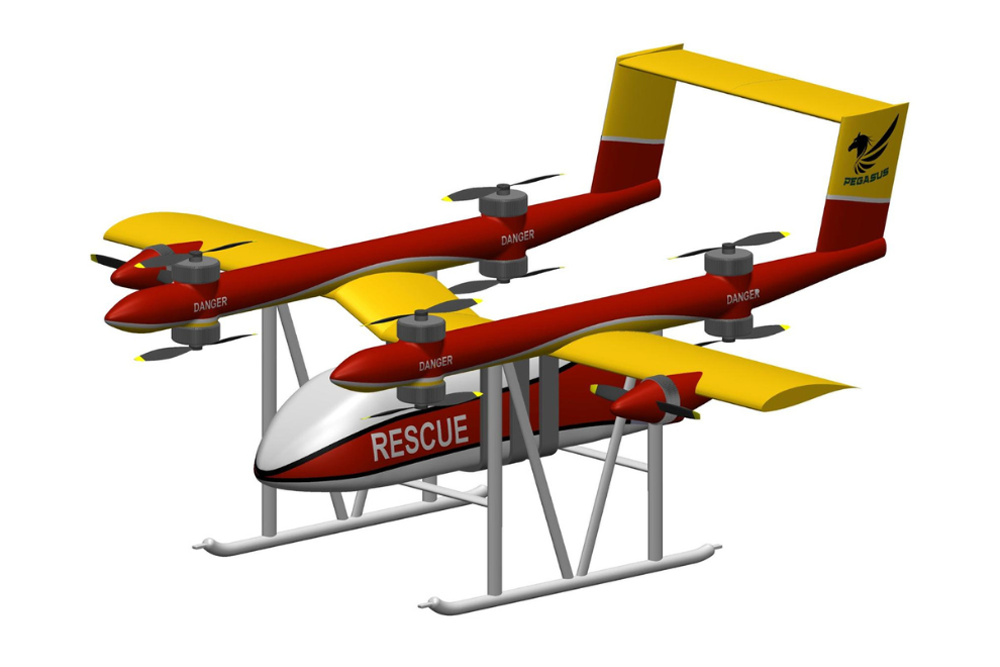 Pegasus passenger and air cargo rescue eVTOL aircraft (concept design) Pegasus passenger and air cargo rescue eVTOL aircraft (concept design)